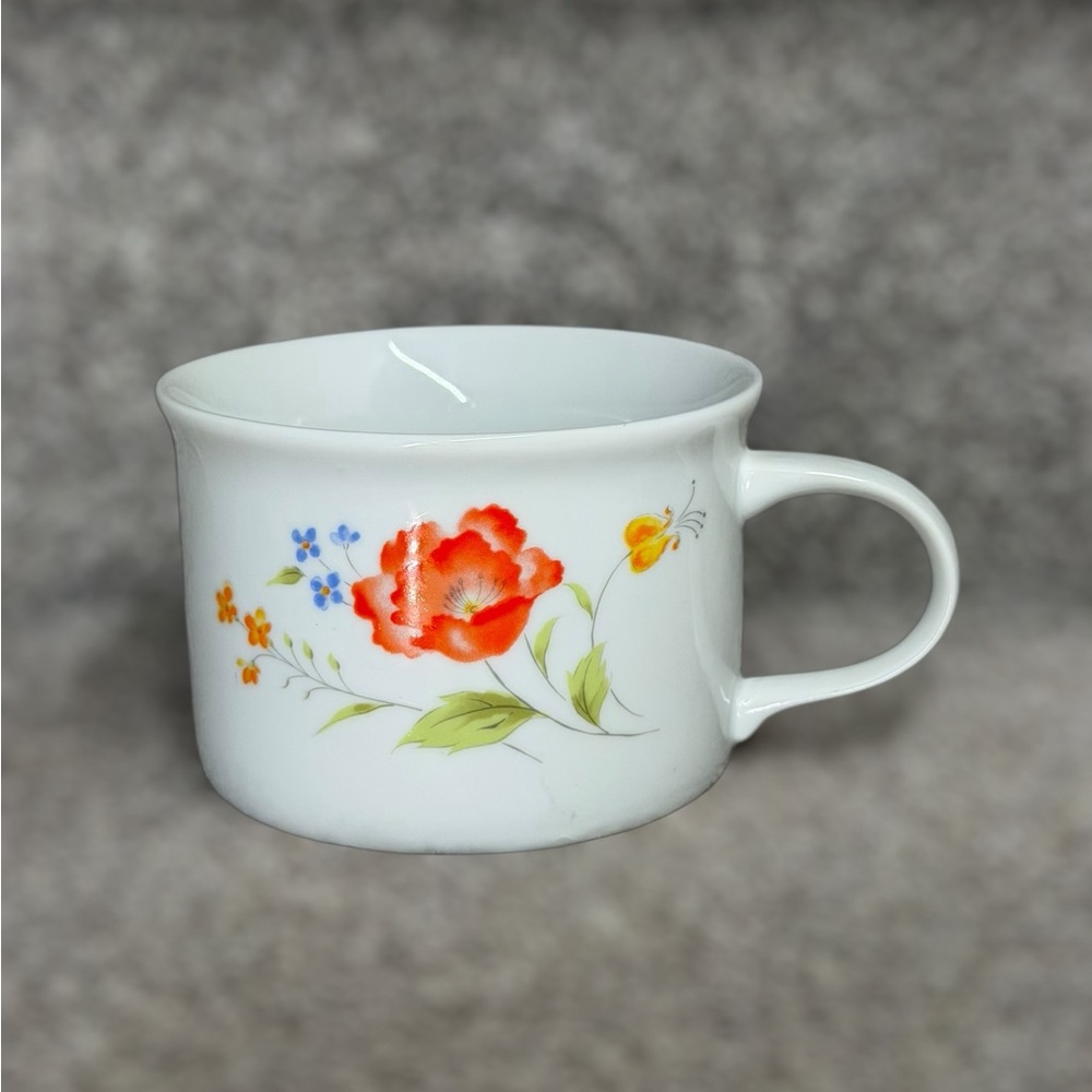 Vintage 70s Hearthside‎ Bake N’ Serve Floral Soup Mug Porcelain Cottage Kitchen